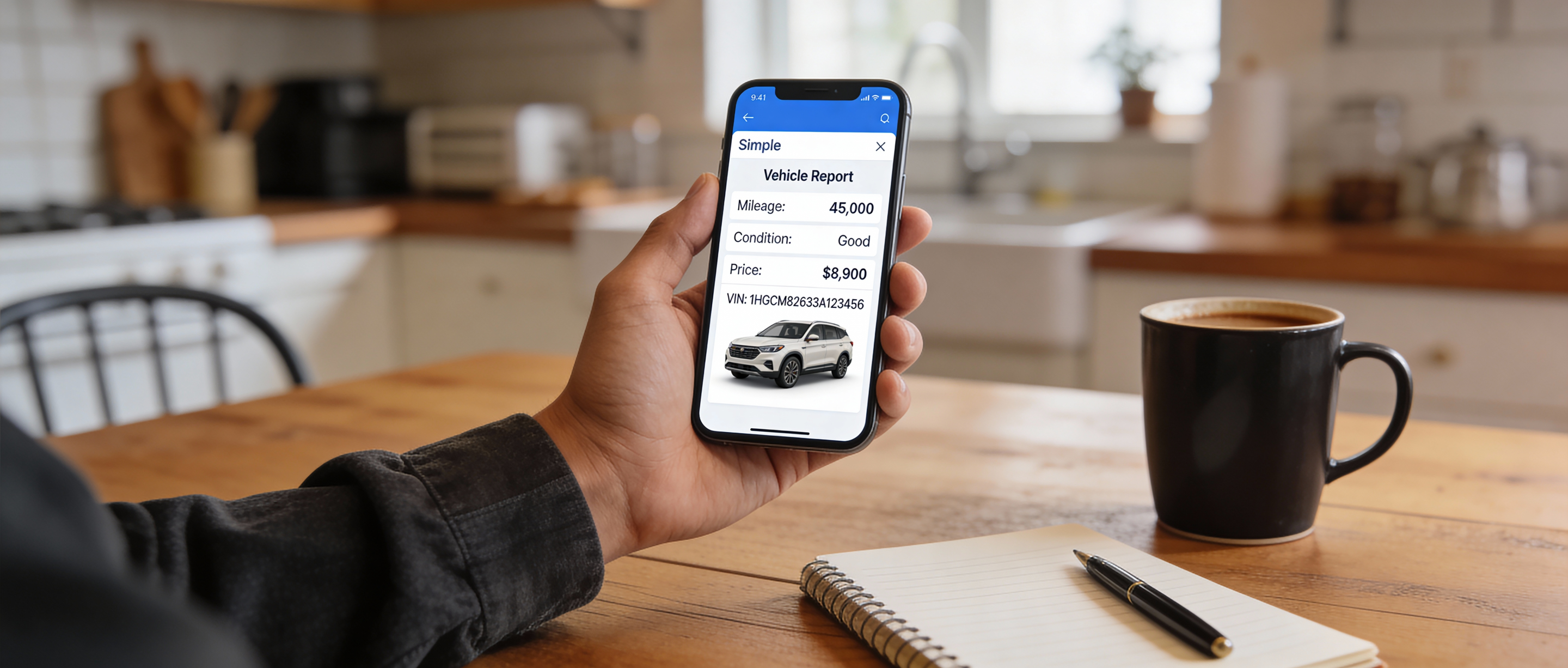 Cheap VIN check on smartphone budget vehicle report 